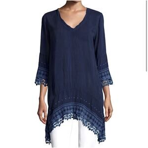 Johnny Was Womens Lace Embroidery Midi Dress